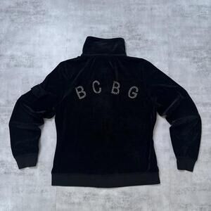 Y2K BCBG Velvet Zip-Up Black Embellished Jacket